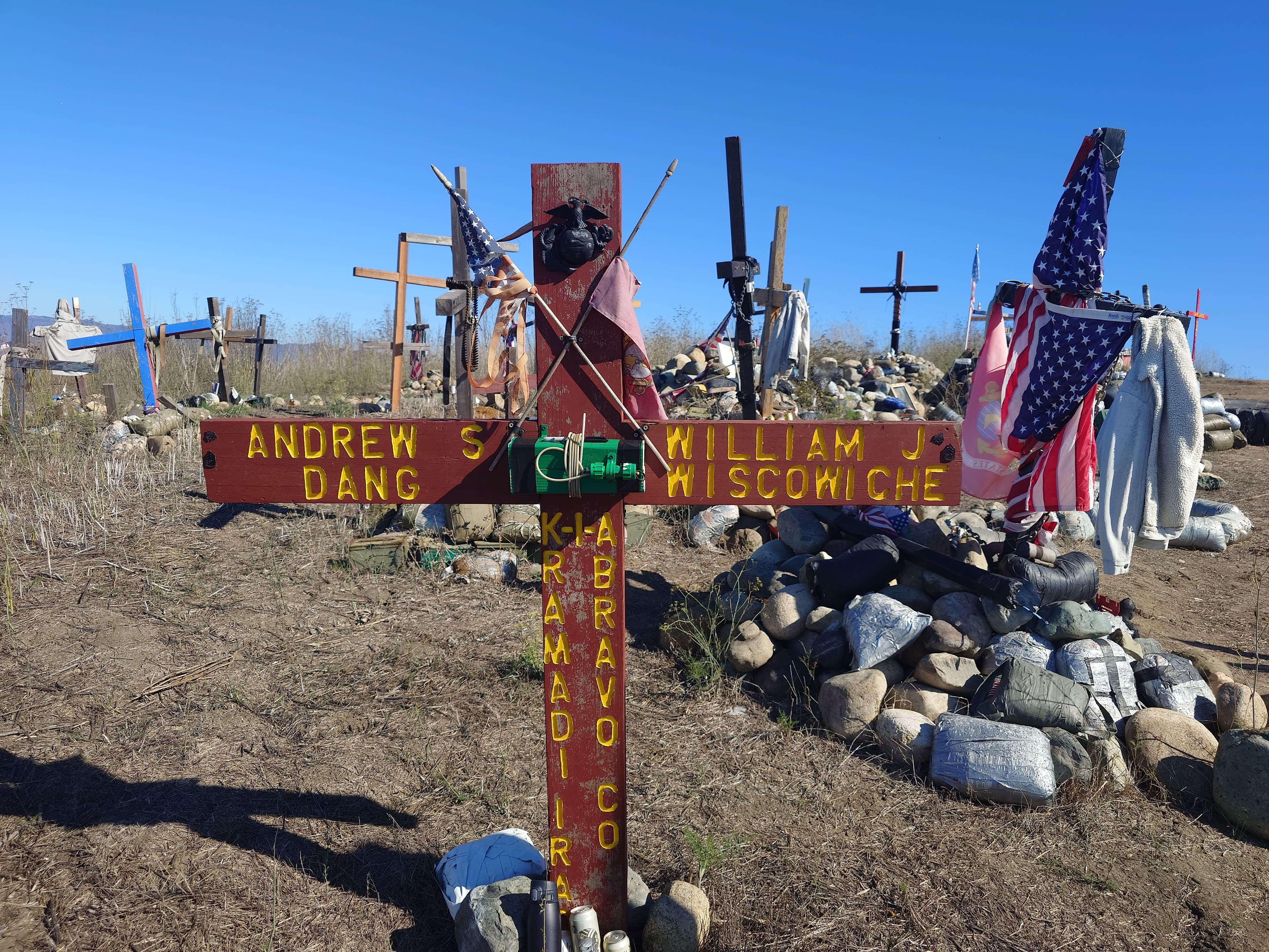 Memorial for Andrew Dang on 1st Sergeant's Hill, Camp Pendleton
